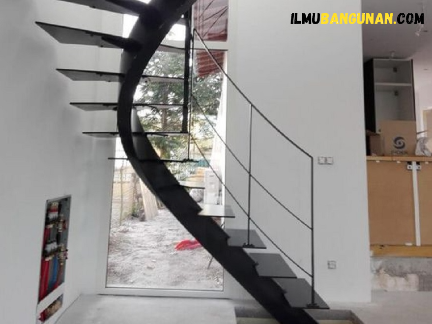model tangga besi spiral hitam